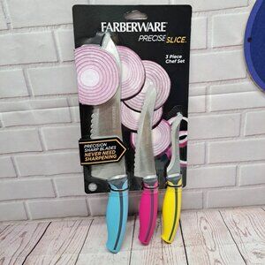 Farberware Precise Slice, Bright Color Soft Grip, 3 Piece Chef Set